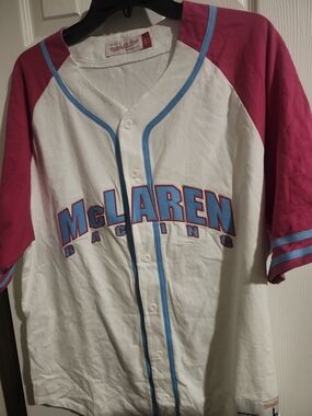 Mitchell & Ness White McLaren Racing Button-Up Jersey